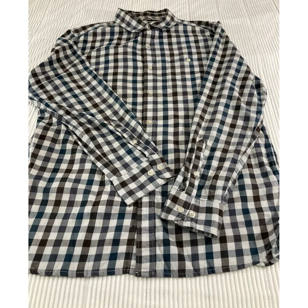 The North Face Shirt Mens L Gray Plaid Button Up Long Sleeve Outdoor Hiking